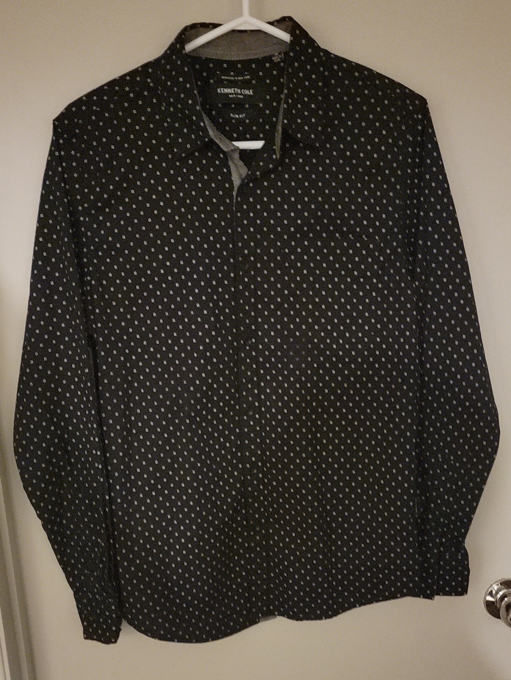 Kenneth Cole NEW YORK Black Dress Shirt -  Dot Pattern